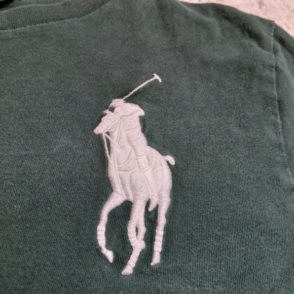 Polo Ralph Lauren Shirt Crew Youth 14/16 Short Sleeve‎ Green Large Pony Striped - Picture 4 of 9